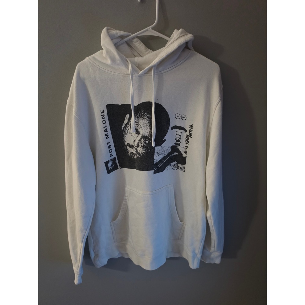 Posty Co Post Malone Graphic Hoodie White Mens Medium M Sweatshirt Concert Merch - Picture 1 of 3